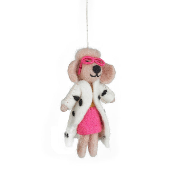 Handmade Felt Dellie the Fashion Poodle Dog Hanging decoration