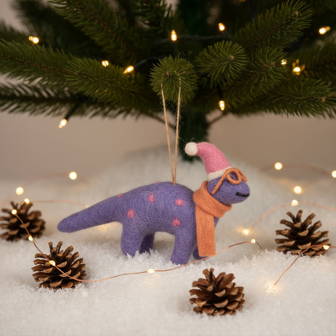 Handmade Felt Demi the Dinosaur Hanging Decoration
