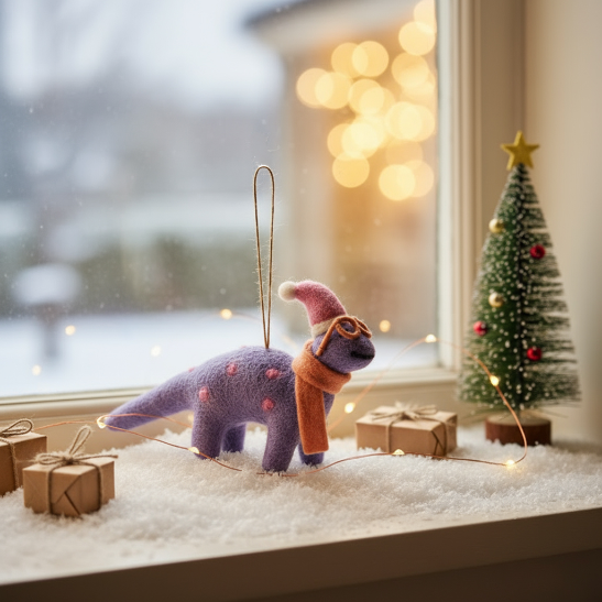 Handmade Felt Demi the Dinosaur Hanging Decoration
