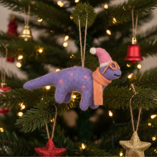 Handmade Felt Demi the Dinosaur Hanging Decoration