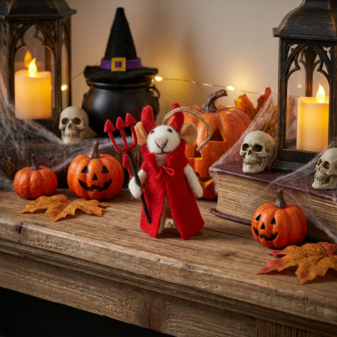 Handmade Felt Devil Mouse Halloween Hanging Decoration