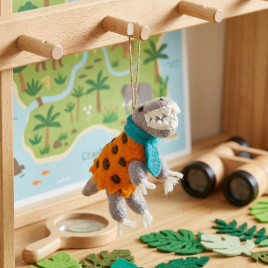 Handmade Felt DINO-mite Dinosaur Hanging Decoration