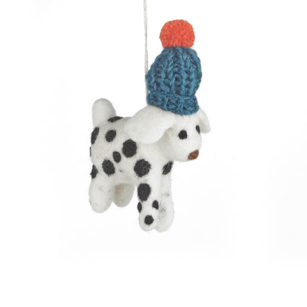Handmade Needle Felt Dotty the Dog Hanging Biodegradable Decoration