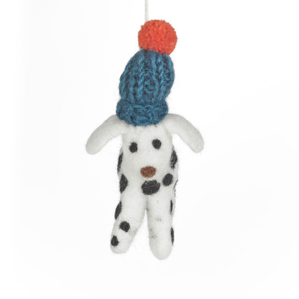 Handmade Needle Felt Dotty the Dog Hanging Biodegradable Decoration