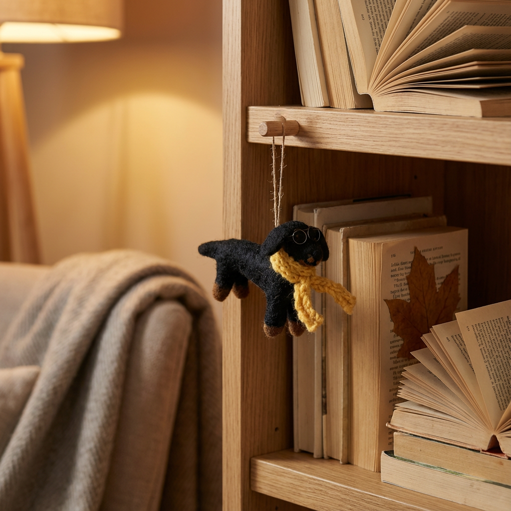 Handmade Felt Douglas the Dachshund Hanging Sausage Dog Decoration
