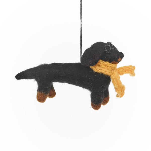 Handmade Felt Douglas the Dachshund Hanging Sausage Dog Decoration