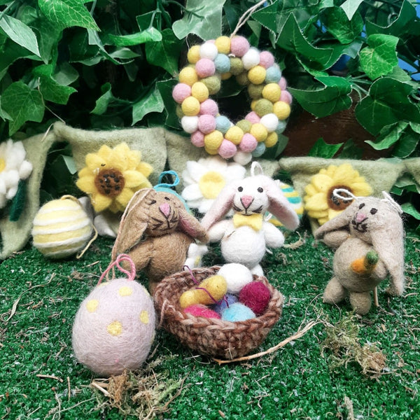 Handmade Felt Mini Easter Bunnies (Set of 3) Decorations