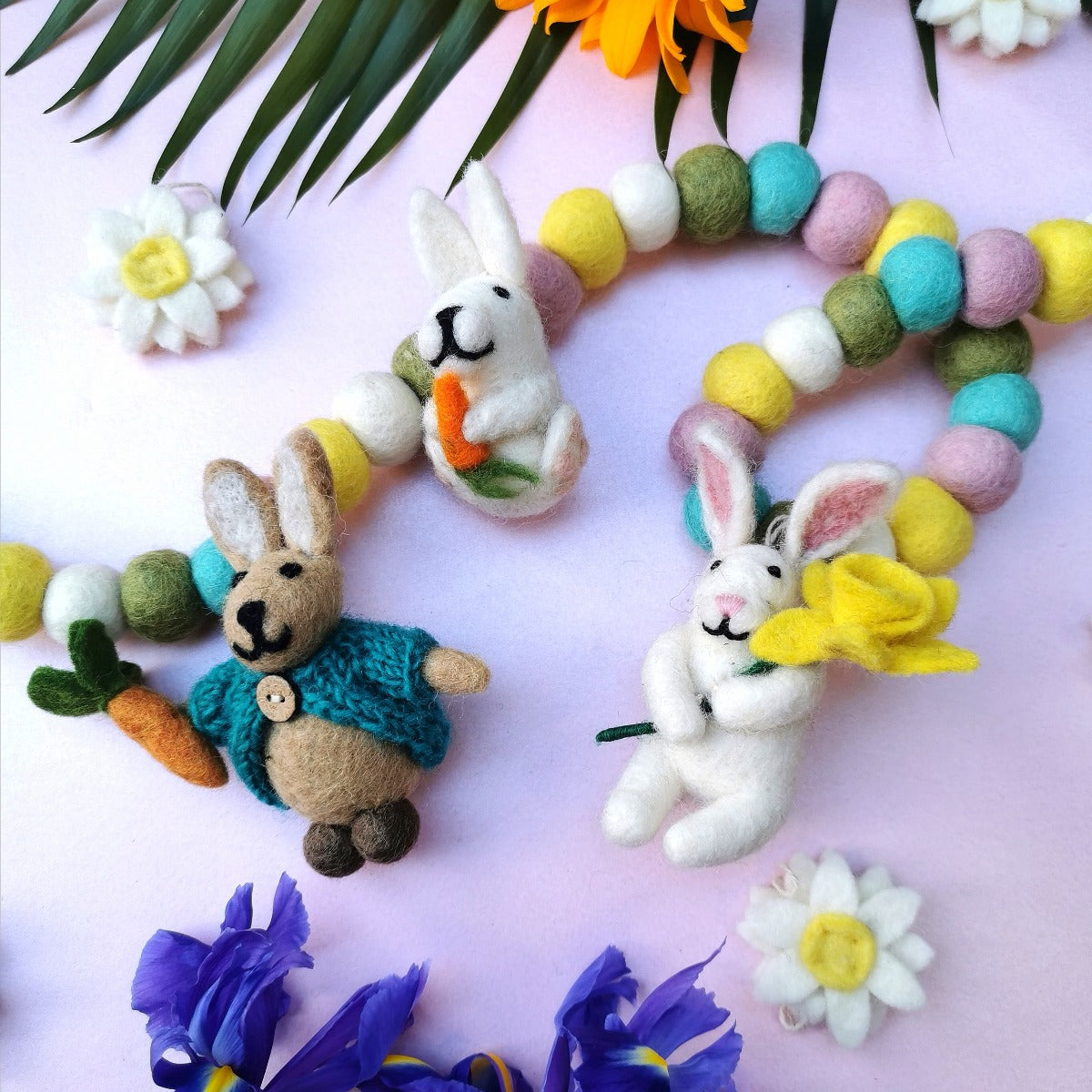 Handmade Felt Delilah Bunny Hanging Easter Decoration