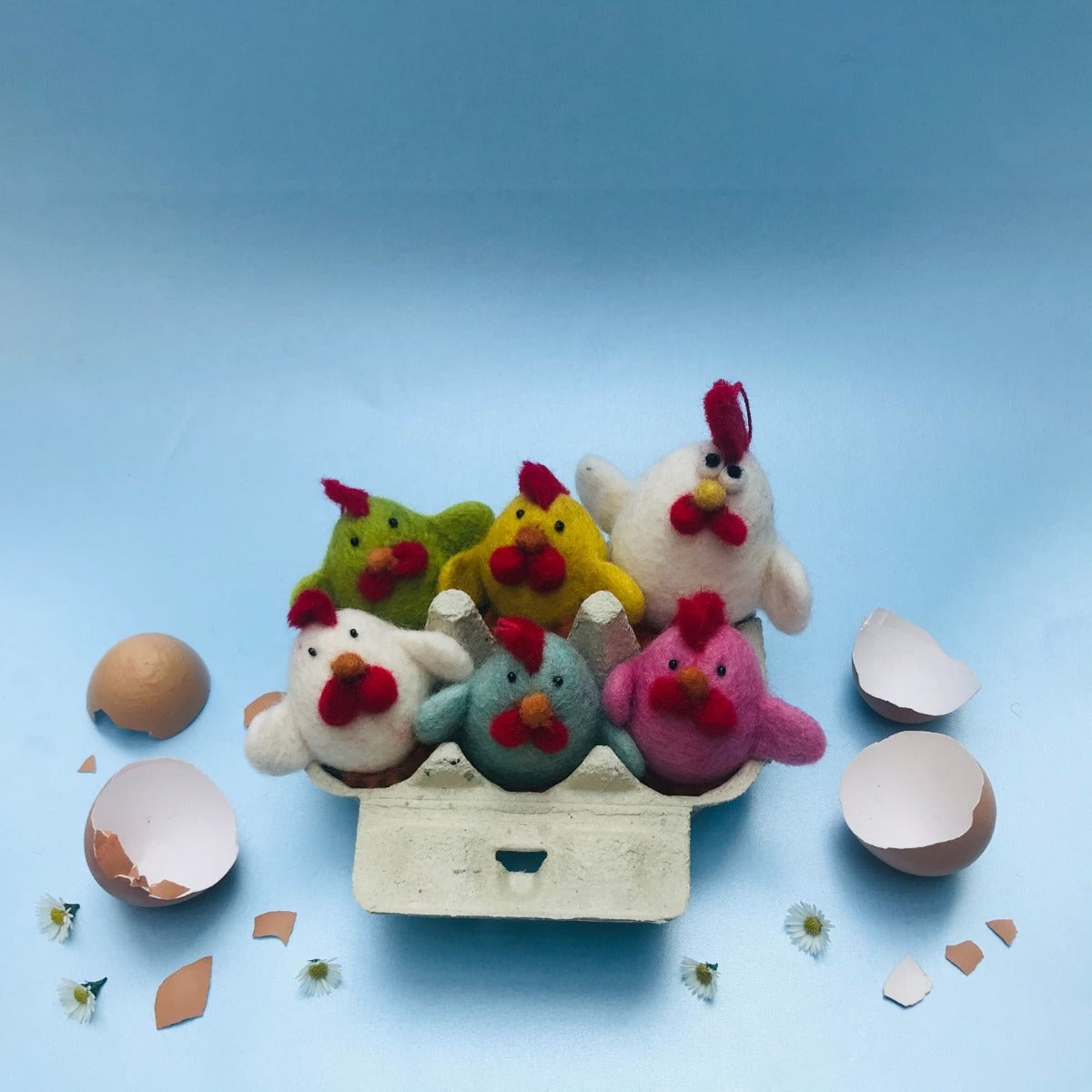 Handmade Amelia Eggheart Hanging Biodergadable Needle Felt Easter Decoration