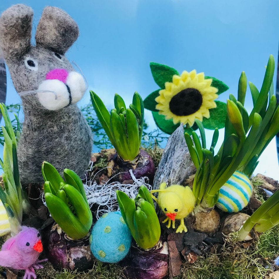 Handmade Biodegradable Felt Easter Yellow Chick or Grey Bunny Cosy Decoration