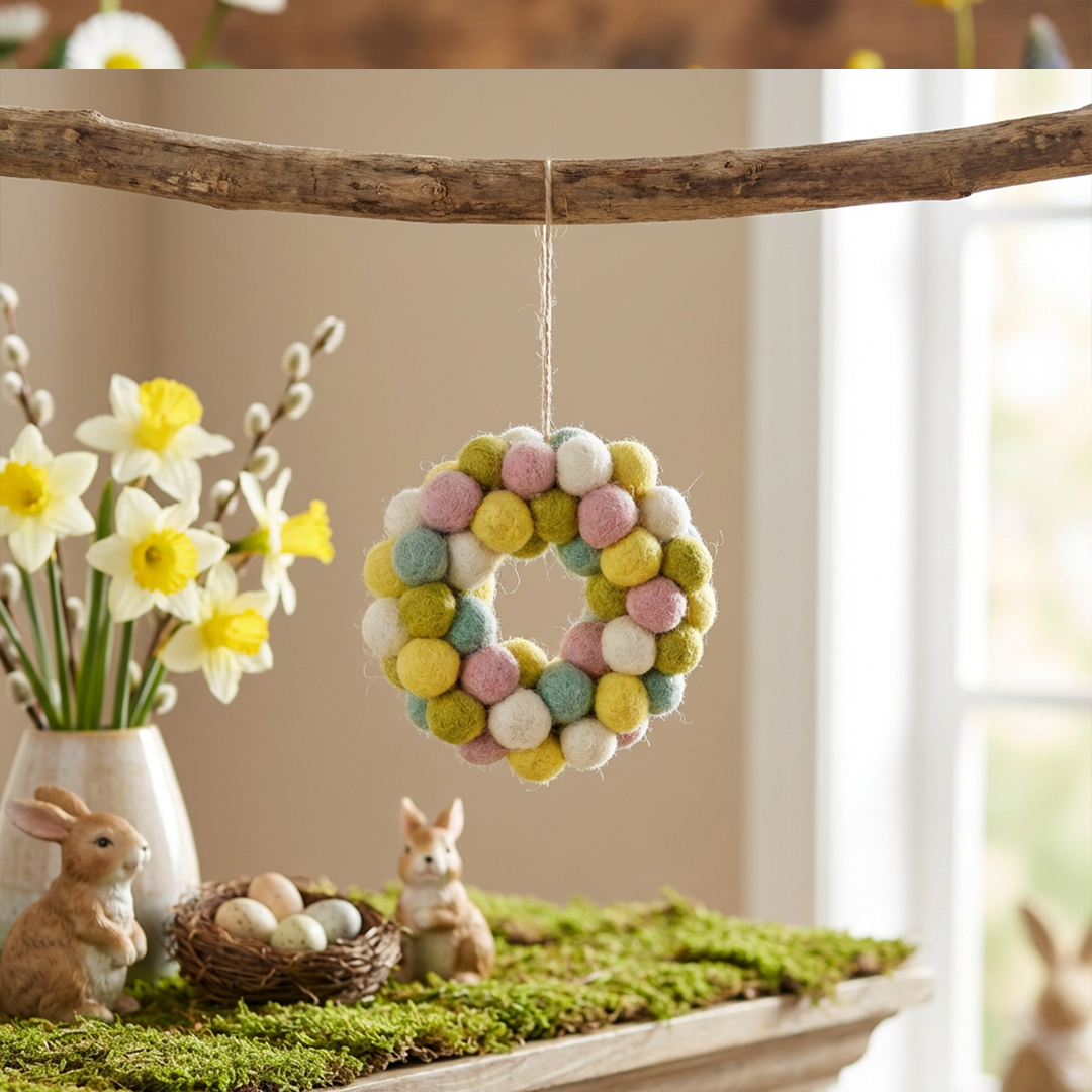 Handmade Felt Easter Mini Bubble Wreath Hanging Decoration