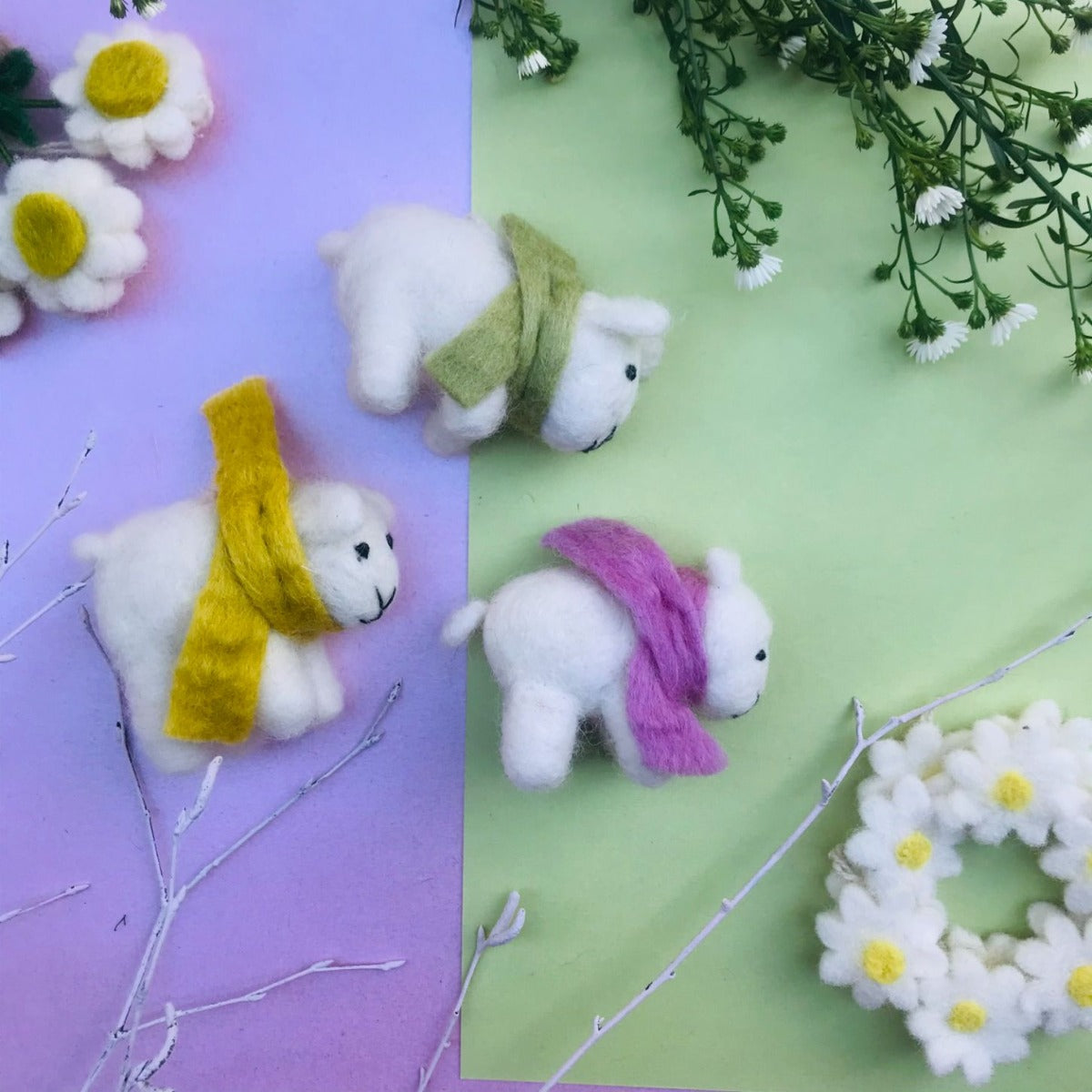 Handmade Cosy Lamb Needle Felt Easter Decoration