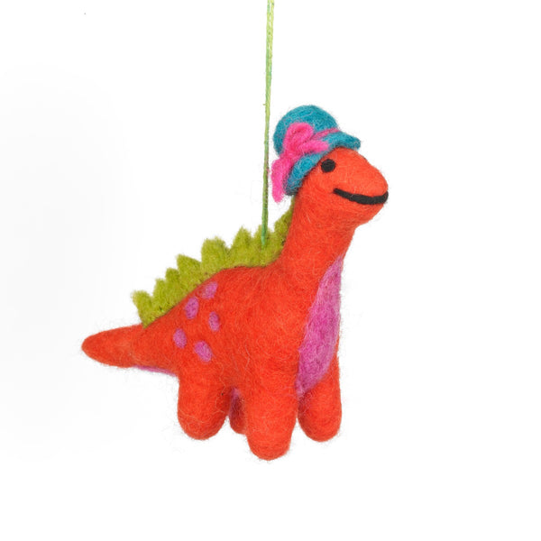 Handmade Felt Edwina the Dinosaur Hanging Decoration