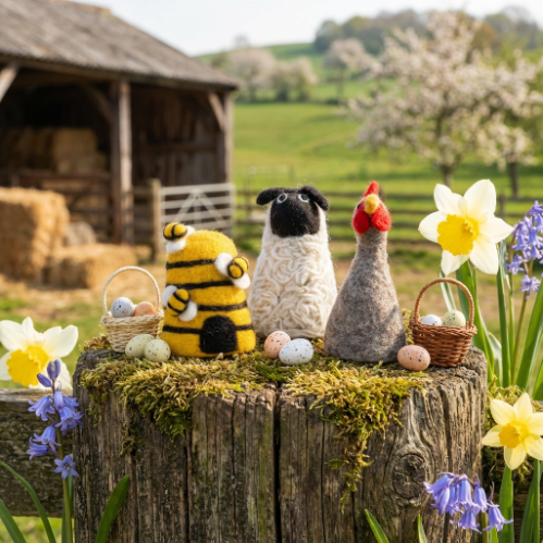 Handmade Felt Egg Farmyard Friends Biodegradable Tree Toppers