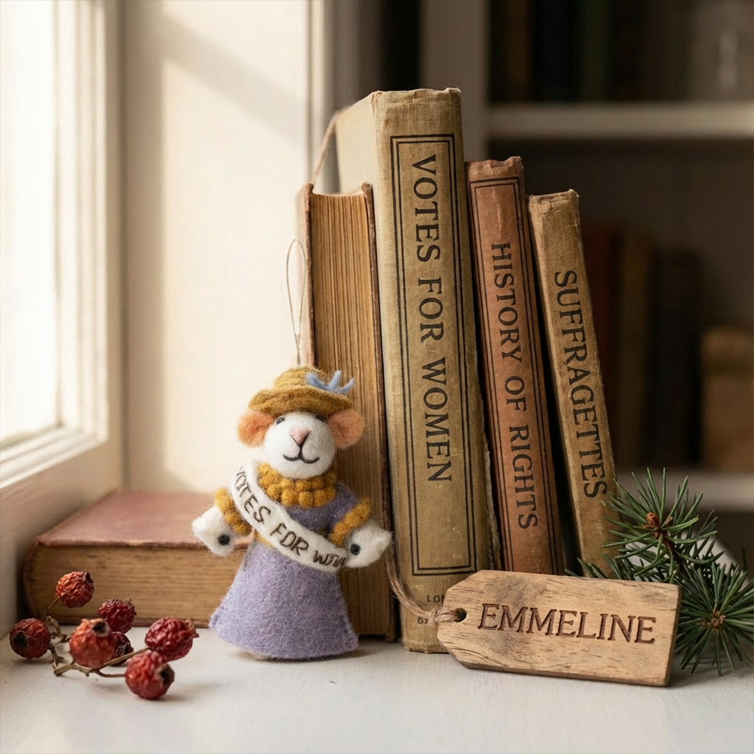 Handmade Felt Emmeline the Suffragette Mouse Hanging Decoration