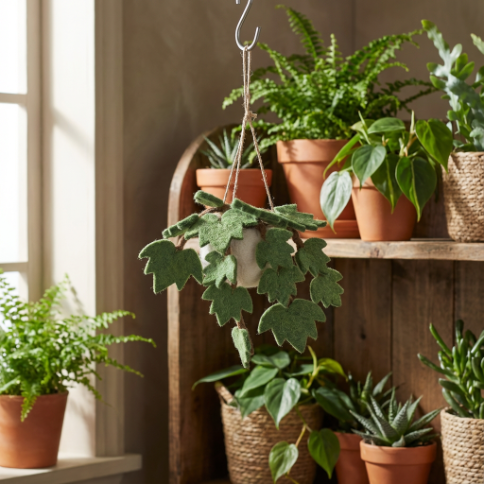 Handmade Felt English Ivy Hanging House Plant