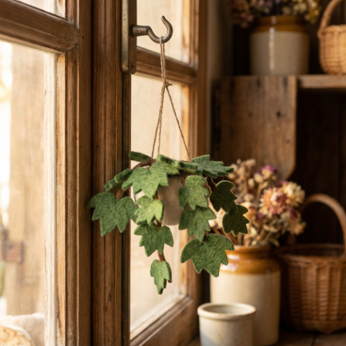 Handmade Felt English Ivy Hanging House Plant