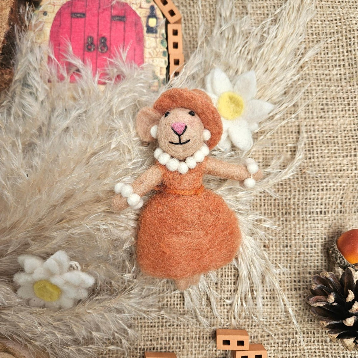Handmade Felt Evelyn the Mouse Hanging Decoration