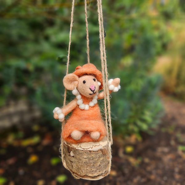Handmade Felt Evelyn the Mouse Hanging Decoration