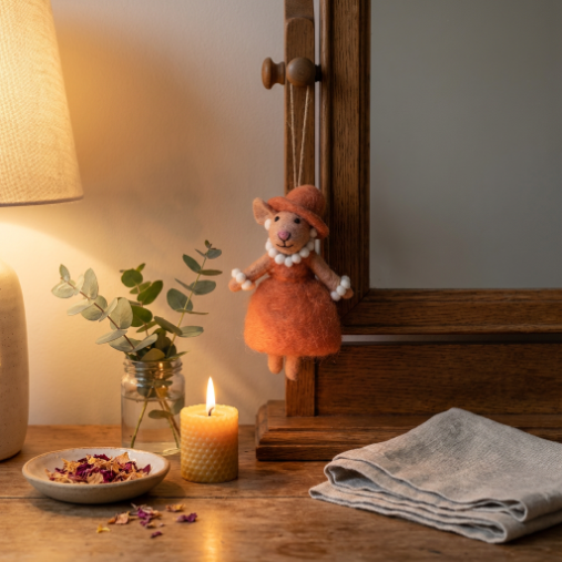 Handmade Felt Evelyn the Mouse Hanging Decoration