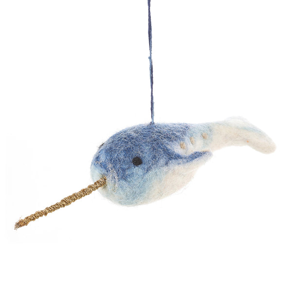 Handmade Needle Felt Narhwal Hanging Felt Decoration
