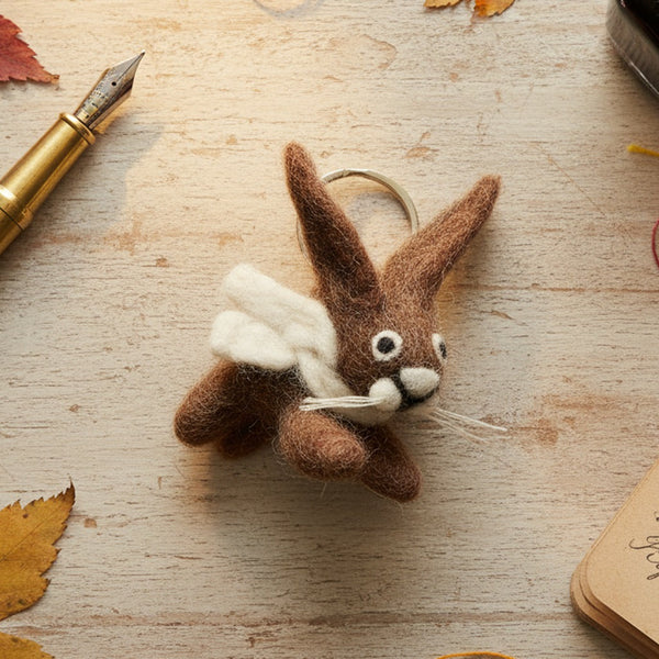 Handmade Felt Fair trade Herbie Hare Keyring