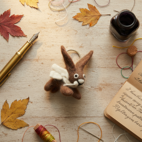 Handmade Felt Fair trade Herbie Hare Keyring