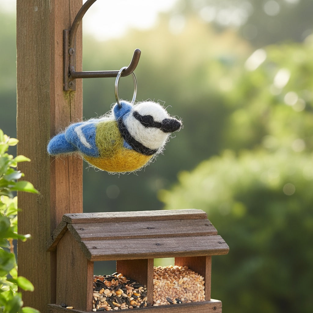 Handmade Felt Fairtrade Blue Tit  Keyring