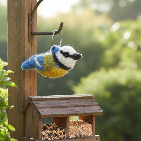 Handmade Felt Fairtrade Blue Tit  Keyring