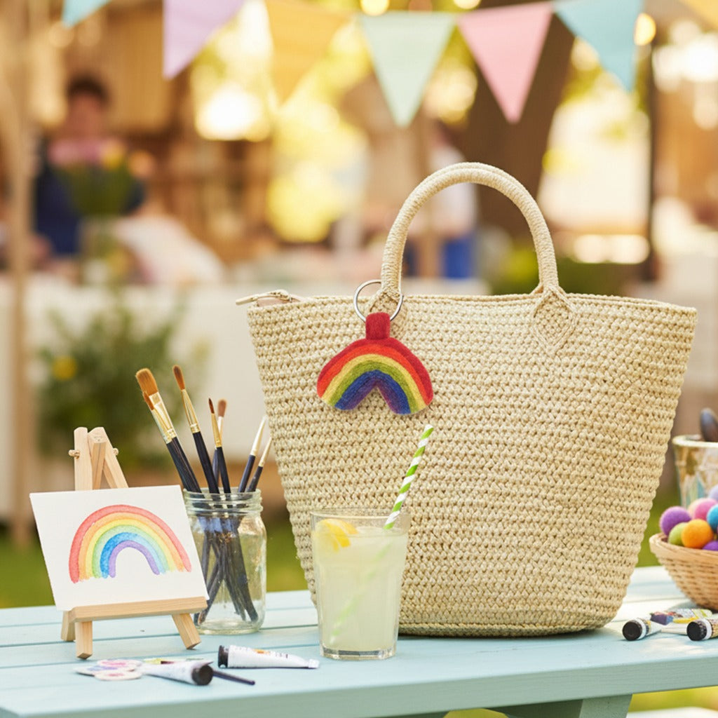 Handmade Felt Fairtrade Rainbow Keyring
