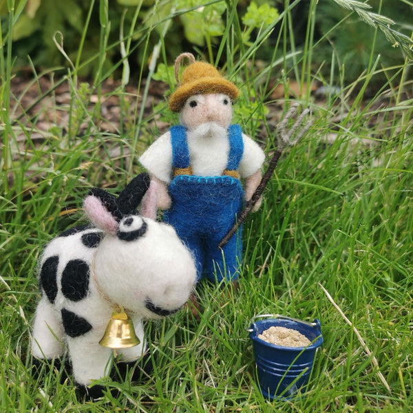 Handmade Needle Felt Daisy the Cow Fair trade Hanging Decoration