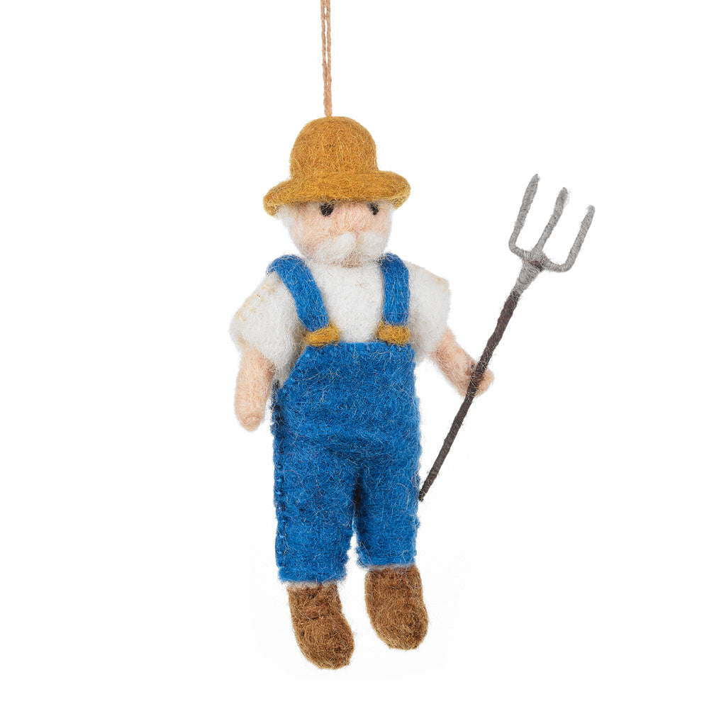Handmade Felt Farmer Hanging Biodegradable Decoration