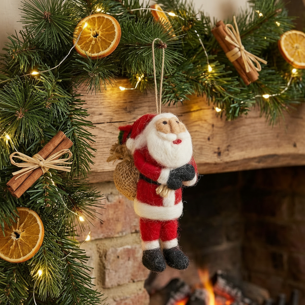 Handmade Felt Father Christmas Santa Tree Hanging Decoration