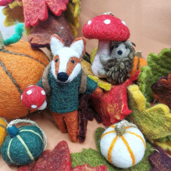 Handmade Felt Frankie Foraging Fox Decoration