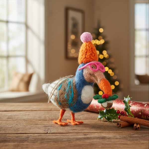 Handmade Felt Festive Dodo Hanging Christmas Decoration