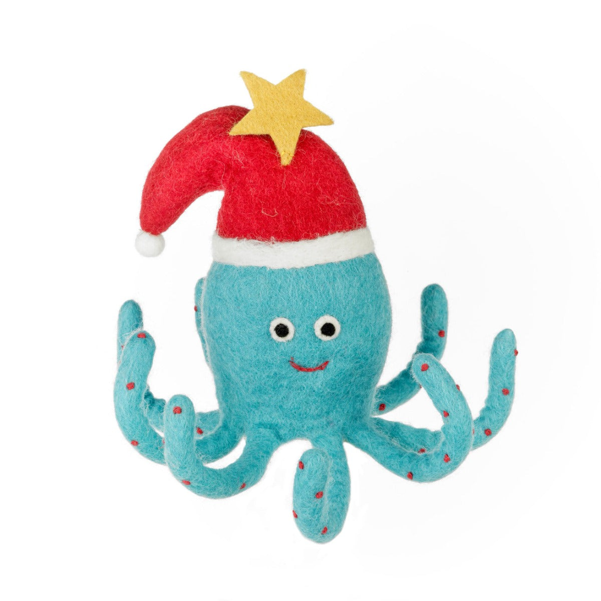 Handmade Felt Festive Octopus Christmas Tree Topper