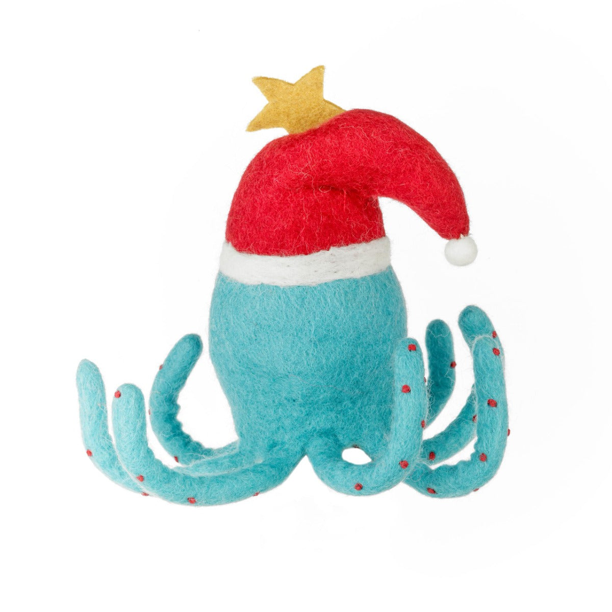 Handmade Felt Festive Octopus Christmas Tree Topper
