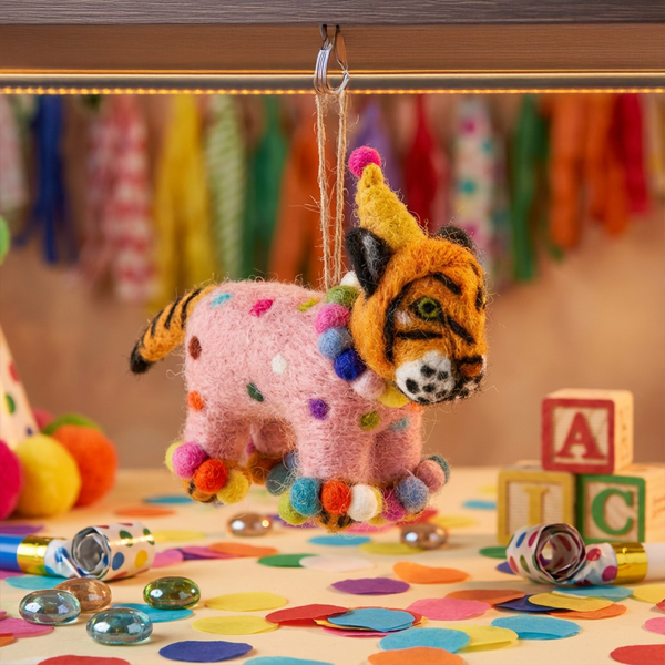 Handmade Felt Fiesta Tiger Hanging Party Decoration