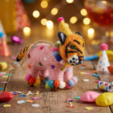 Handmade Felt Fiesta Tiger Hanging Party Decoration