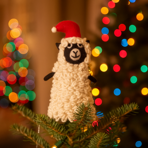 Handmade Felt Fleece Navidad Sheep Christmas Tree Topper