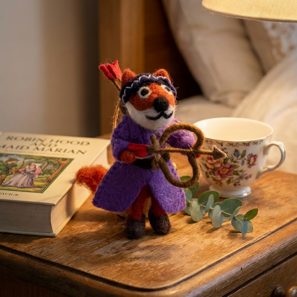 Handmade Felt Fox Maid Marion Hanging Decoration