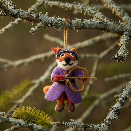 Handmade Felt Fox Maid Marion Hanging Decoration