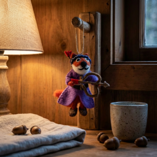 Handmade Felt Fox Maid Marion Hanging Decoration