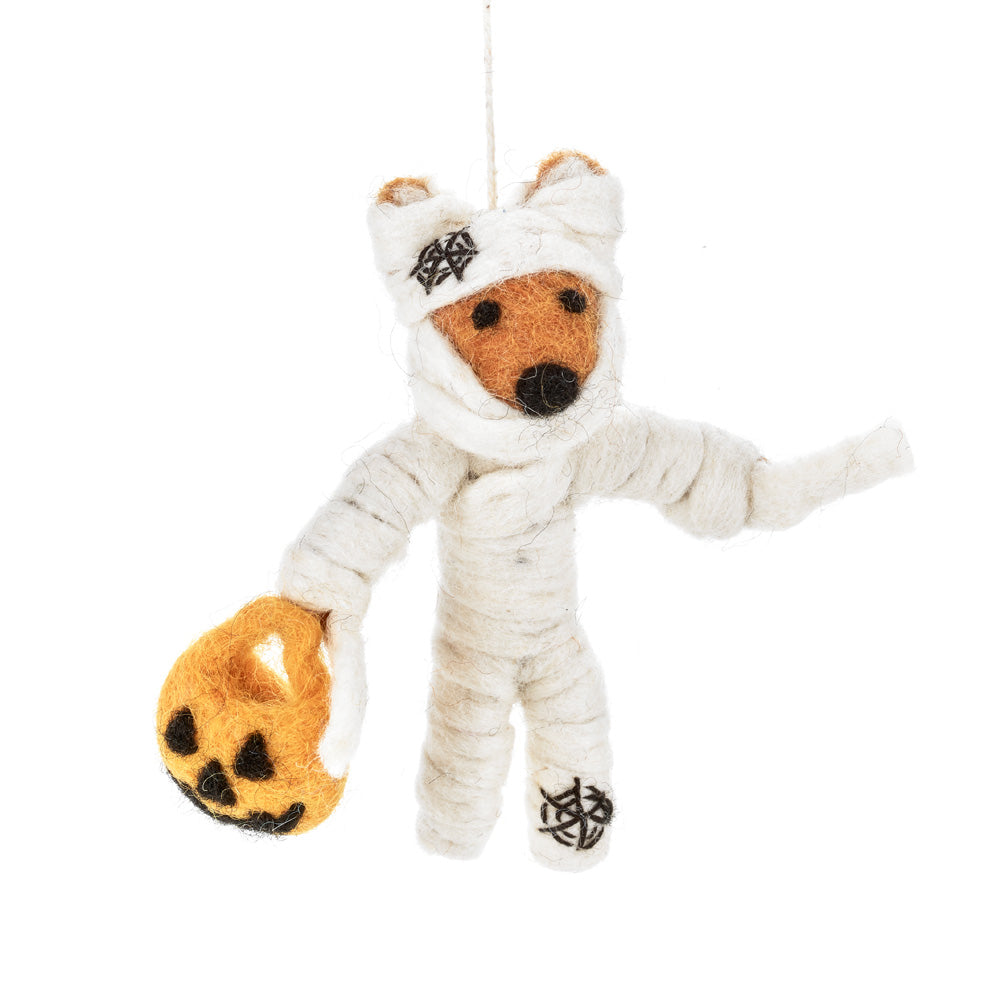 Handmade Felt Foxy Mummy Hanging Halloween Decoration