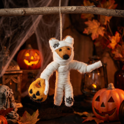 Handmade Felt Foxy Mummy Hanging Halloween Decoration