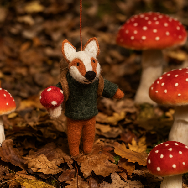 Handmade Felt Frankie Foraging Fox Decoration