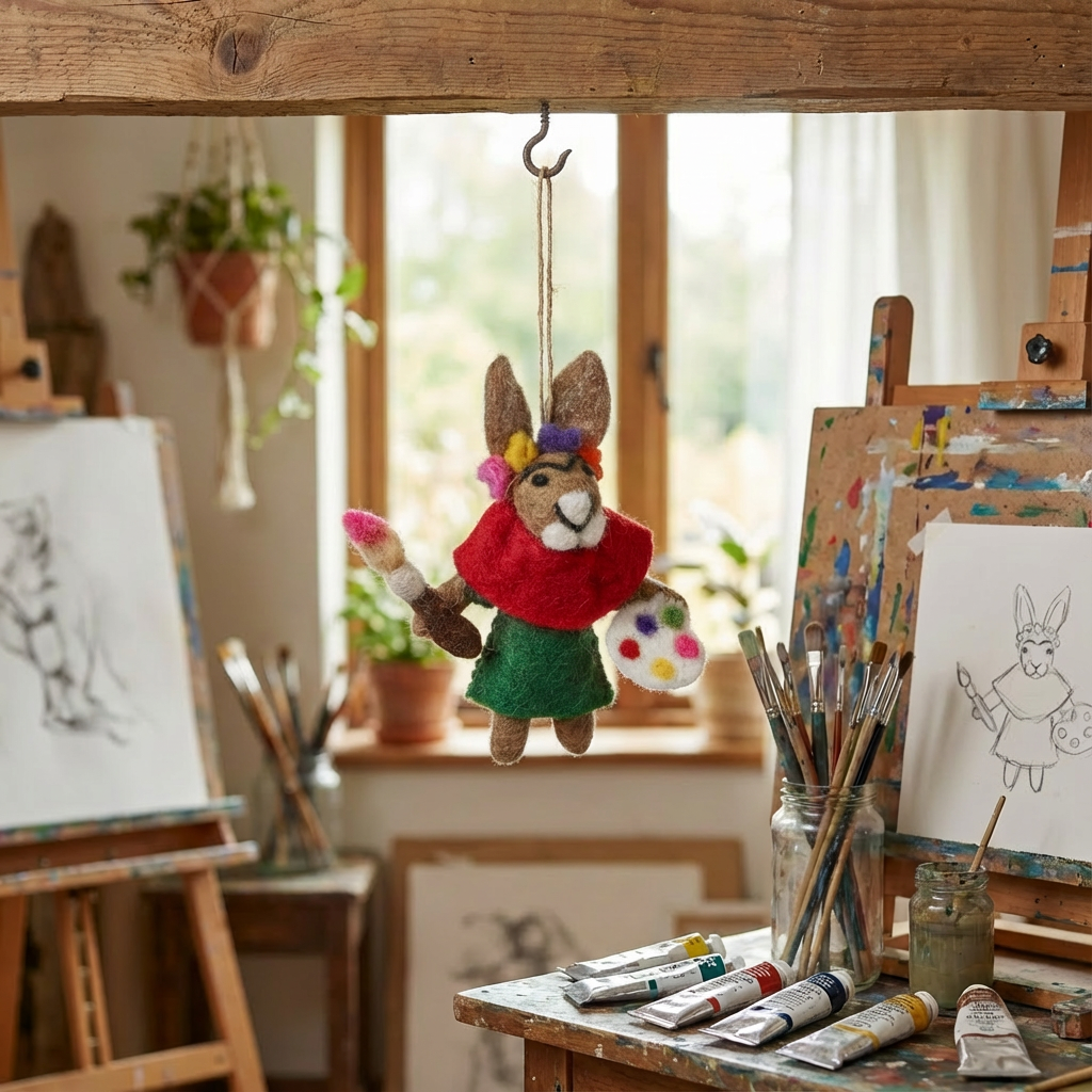 Handmade Felt Frida Kahlo Hare Hanging Decoration