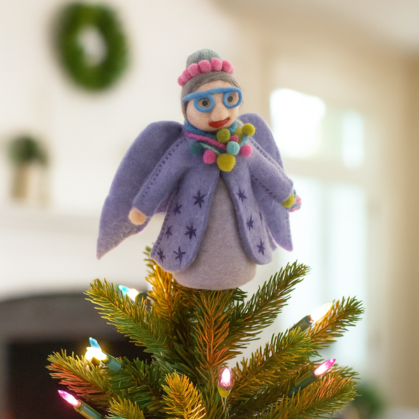 Handmade Felt Funky Fairy Godmother Christmas Tree Topper