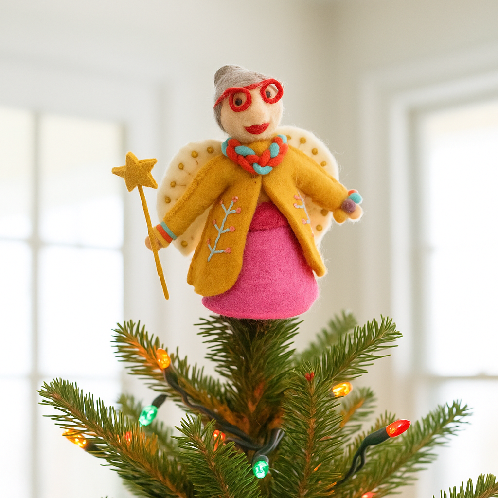 Handmade Felt Funky Fairy Godmother Christmas Tree Topper