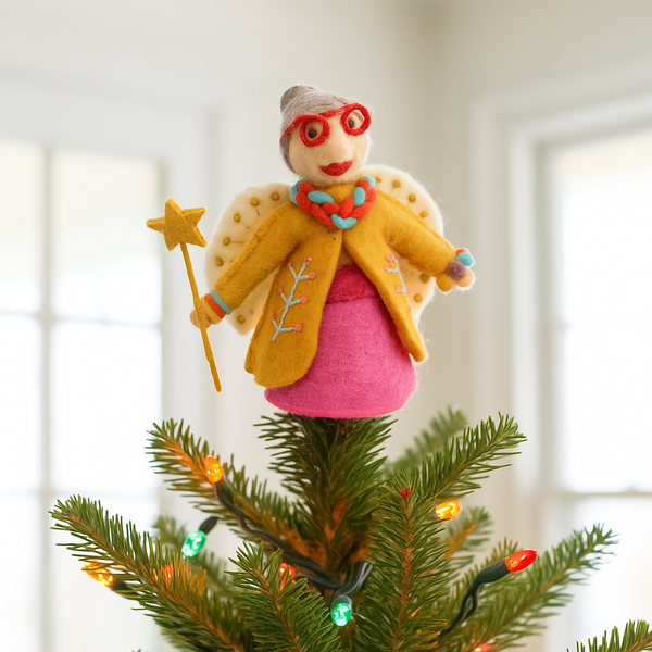 Handmade Felt Funky Fairy Godmother Christmas Tree Topper
